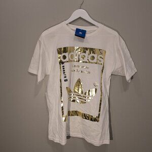 Adidas ADI SuperStar OG White/Gold Metallic T-Shirt Authentic Classic - Size M